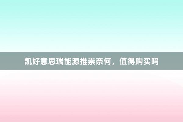凯好意思瑞能源推崇奈何，值得购买吗